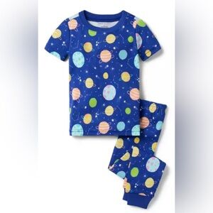 Janie and Jack Blue and Orange Pajama Sets with Space Theme